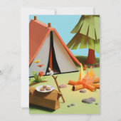 キッズテントキャンプファイアアウトドアバースデーパーティー 招待状 (裏面)