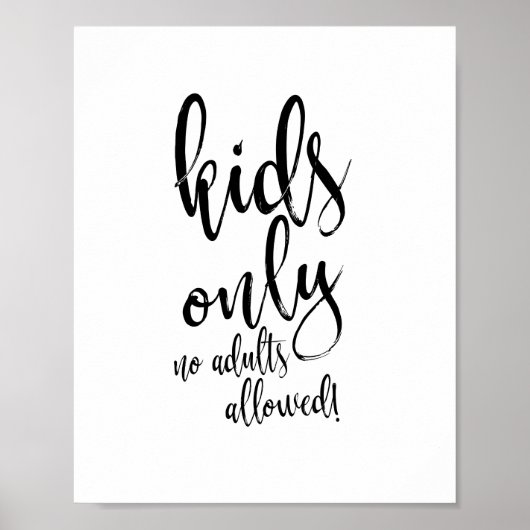 キッズテーブルブラックとホワイト8x10のサイン結婚for ポスター (正面)