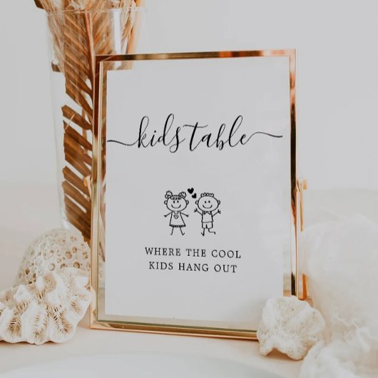 キッズテーブル記号 | ミニマルな子どものテーブルのサイン 台座サイン