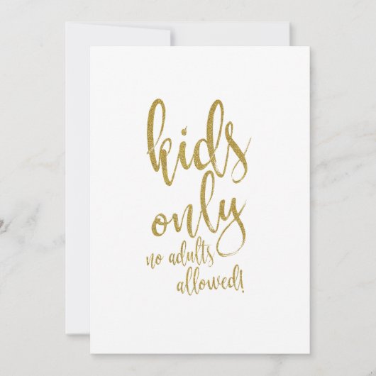 キッズテーブル金ゴールド手頃結婚グリッターの標識 招待状 (正面)