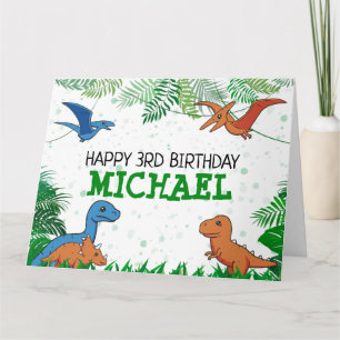 キッズディノジュラシックトレックスボーイズダノーズ誕生日 カード