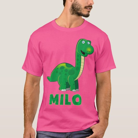 キッズディノ恐竜の名前ミロ Tシャツ (正面)
