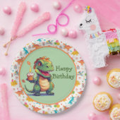 キッズディノ誕生日 ペーパープレート (パーティー)