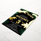 キッズディノ金ゴールドトレックスボーイドロウズ誕生日 箔招待状 (回転した状態)