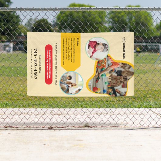 キッズデイケアカスタム編集可能バナー 横断幕 (インサイチュ)