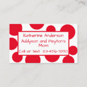 キッズデイト遊レッド水玉模様名刺 名刺 (裏面)