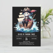 キッズデジタルパイレーツ誕生日 招待状 (スタンド正面)