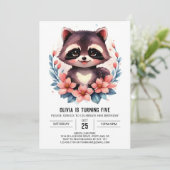 キッズデジタルラクーンガール誕生日 招待状 (スタンド正面)