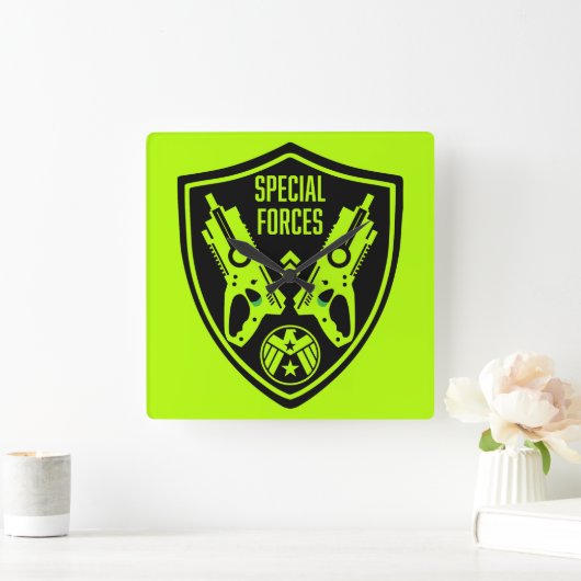 キッズトイダーツガンバトル スクエア壁時計 (ホーム)