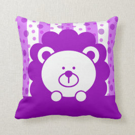 キッズトイライオンストライプ水玉模様 |紫 クッション