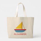 キッズトイ航海のー帆船パーソナライズされた玩具 ラージトートバッグ (裏面)