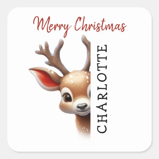 キッズトナパーソナライズされたークリスマス スクエアシール (正面)