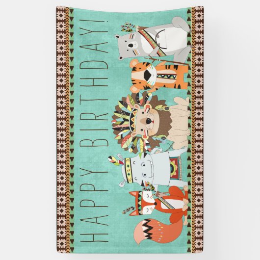 キッズトライバル誕生日パーティー 横断幕 (縦)