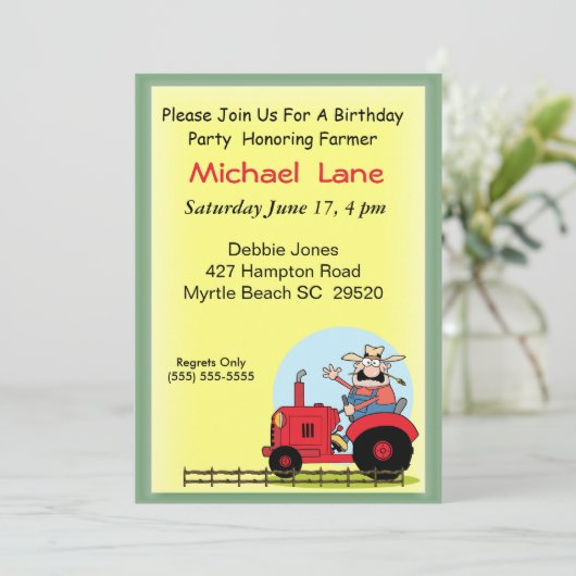 キッズトラクター誕生日招待状 招待状 (スタンド正面)