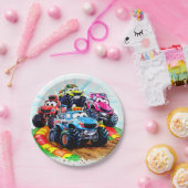 キッズトラックモンスタートラック誕生日 ペーパープレート (パーティー)