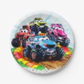 キッズトラックモンスタートラック誕生日 ペーパープレート (正面)