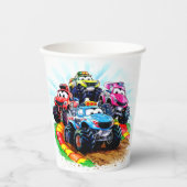 キッズトラックモンスタートラック誕生日 紙コップ (正面)