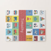 キッズトラック車グラフィックカラフルキュート ジグソーパズル (横)