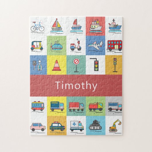 キッズトラック車グラフィックカラフルキュート ジグソーパズル (縦)