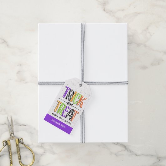 キッズトリックまたはトリートハローウィンパーティ ギフトタグ (より糸付き)