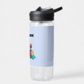 キッズトレインボーイズブルー名前をカスタムする ウォーターボトル (左面)