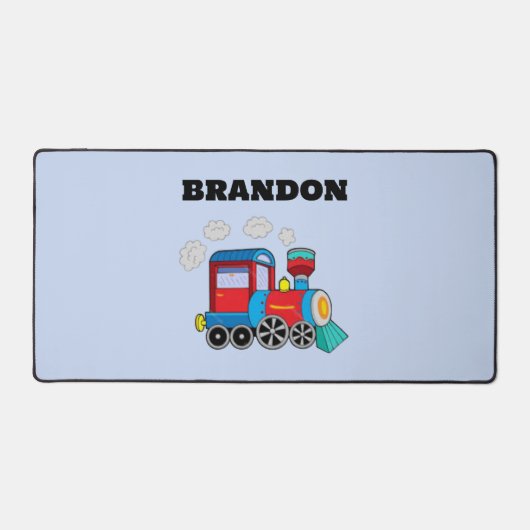 キッズトレインボーイズブルー名前をカスタムする デスクマット (正面)