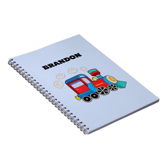 キッズトレインボーイズブルー名前をカスタムする ノートブック (右側)