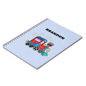 キッズトレインボーイズブルー名前をカスタムする ノートブック (左側)