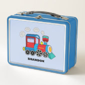 キッズトレインボーイズブルー名前をカスタムする メタルランチボックス (正面)