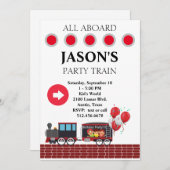 キッズトレイン誕生日招待状 招待状 (正面/裏面)