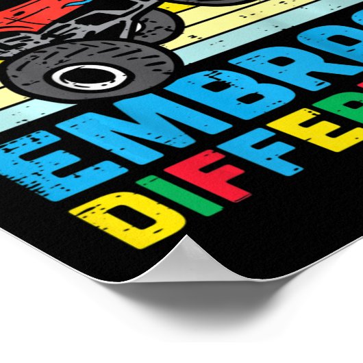 キッズトレックスモンスタートラックが違う自閉症を受け入れる ポスター (角)