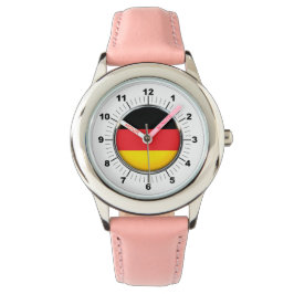 キッズドイツ国旗ピンクレザーストラップウォッチ 腕時計