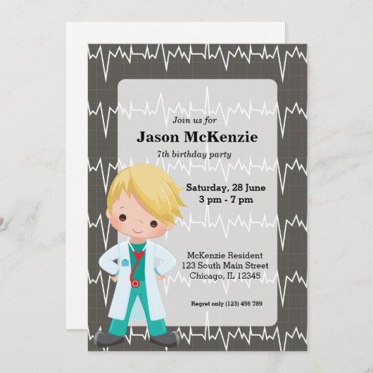 キッズドクター 招待状 (正面/裏面)