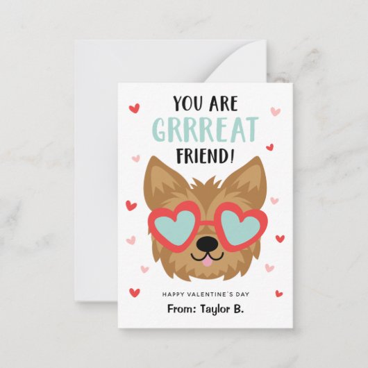 キッズドッグバレンタインデーのカード ノートカード (正面)