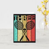 キッズドミントン3誕生日ボーイガールドミントン3年間 カード (黄色い花)