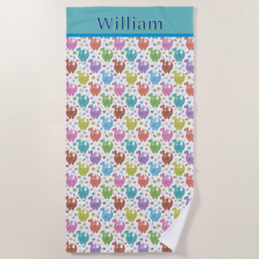 キッズドラゴカスタマイズンビーチタオル ビーチタオル (正面)