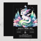 キッズドラゴンお洒落誕生日 招待状 (正面/裏面)