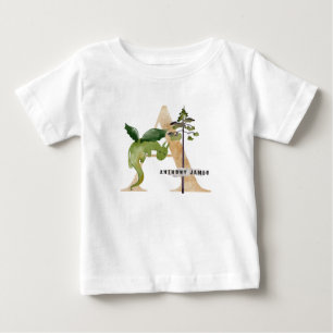 キッズドラゴン名前をカスタムするモノグラムA子供部屋スクール ベビーTシャツ