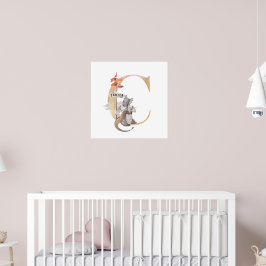 キッズドラゴン名前をカスタムするモノグラムC子供部屋ルーム ポスター