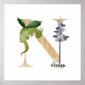 キッズドラゴン名前をカスタムするモノグラムN子供部屋 ポスター (正面)