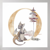 キッズドラゴン名前をカスタムするモノグラムO子供部屋ルーム ポスター (正面)