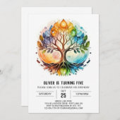 キッズドリームライクツリー誕生日 招待状 (正面/裏面)