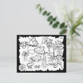 キッズドードルトレジャーマップカラーリングページ ポストカード (スタンド正面)