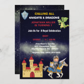 キッズナイトオンホースドラゴンバースデーパーティー 招待状 (正面/裏面)