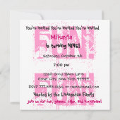 キッズナイン誕生日名前をカスタムするモダンピンク 招待状 (裏面)