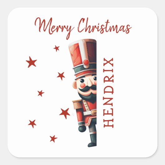 キッズナパーソナライズされたツクラッカークリスマス スクエアシール (正面)