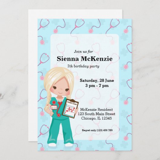 キッズナース 招待状 (正面/裏面)