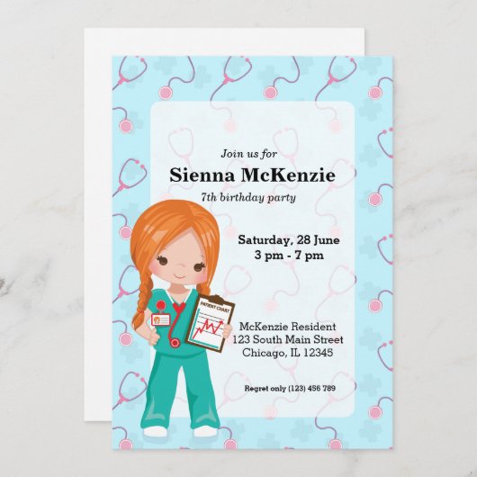 キッズナース 招待状 (正面/裏面)