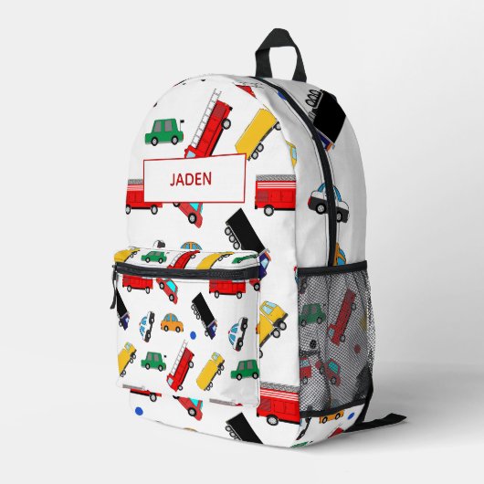 キッズネームバックパックカーレース新学期 プリントバックパック (裏面右端)