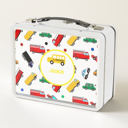 キッズネームバックパックカーレース新学期 メタルランチボックス (裏面)